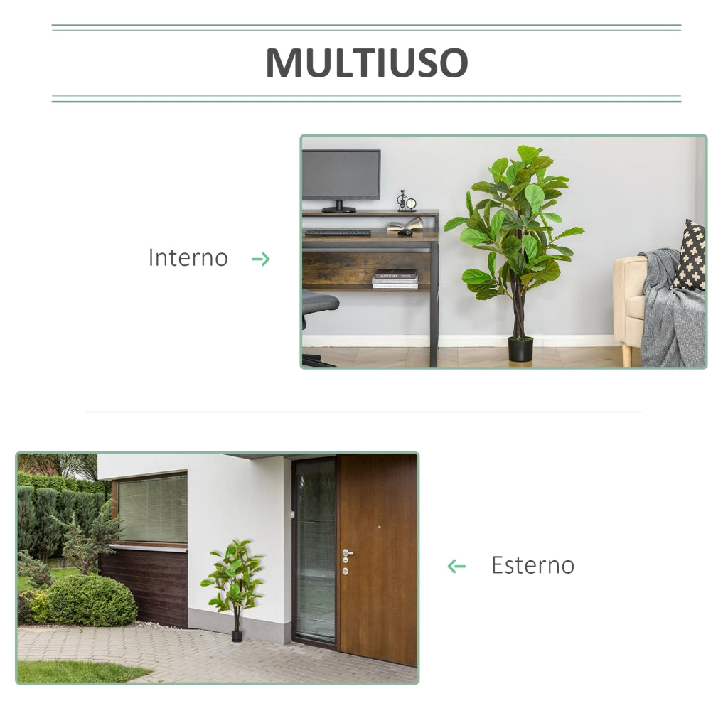 EasyComfort Ficus Artificiale per Interni ed Esterni, Pianta Artificiale Realistica con 78 Foglie, 130cm