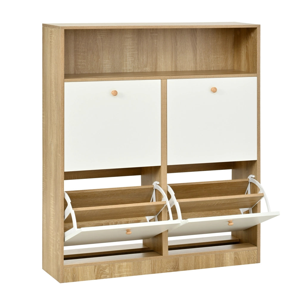 Scarpiera con 4 Ante a Ribalta e Ripiani ¨C Xylo ¨C Legno Bianco, 90x24x104.5 cm
