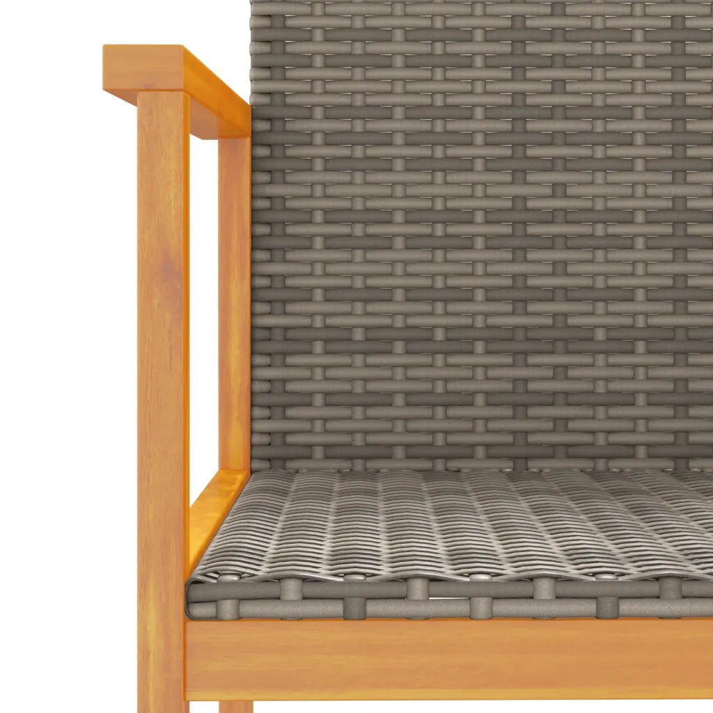 Sedie da Giardino 2 pz Grigie in Polyrattan e Legno Massello 368709