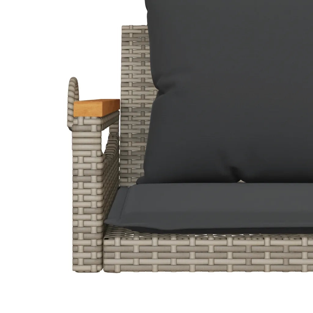 Panca da Giardino | Panchina Dondolo con Cuscini Grigia 109x62x40 cm in Polyrattan