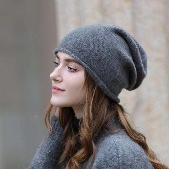 Muffa in lana grigia per donna, cappello caldo in lana per donna, cuffia di lana soffice e respirante per donna, cappello di lana spesso per donna