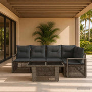 Set Divano da Giardino 5 pz Grigio e Grigio Scuro polyrattan 3437093