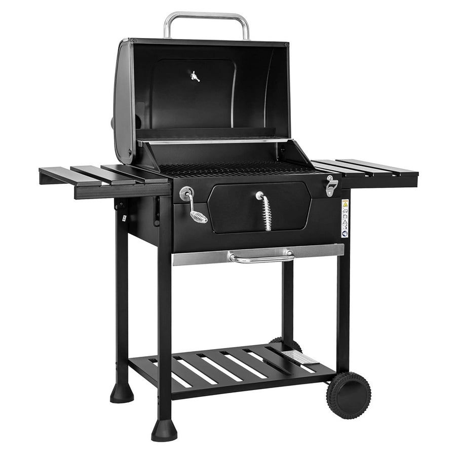 Barbecue a Carbonella con rotelle, apribottiglie e termostato integrato