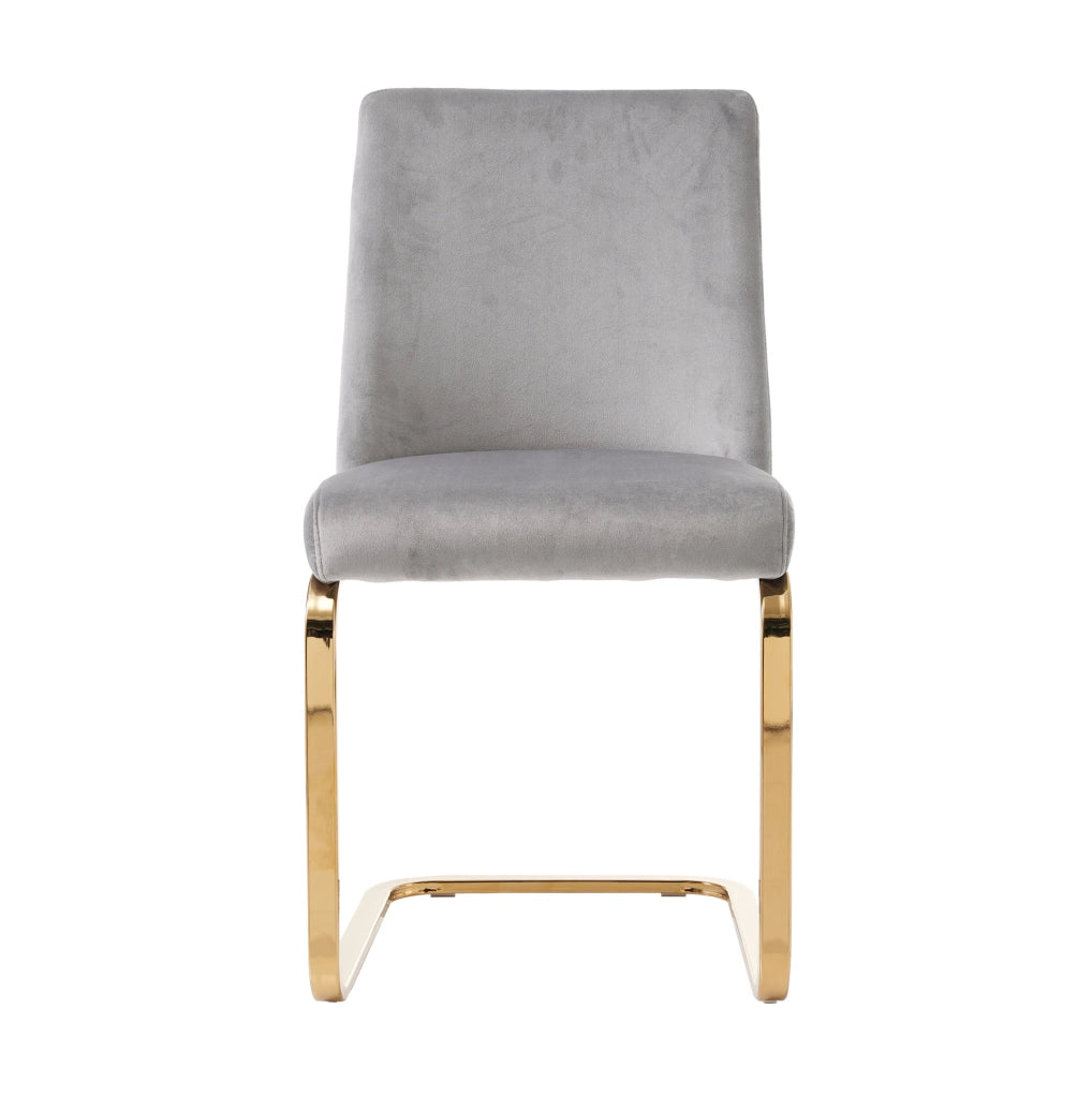 Set di 6 sedie da pranzo in velluto grigio con gambe in metallo