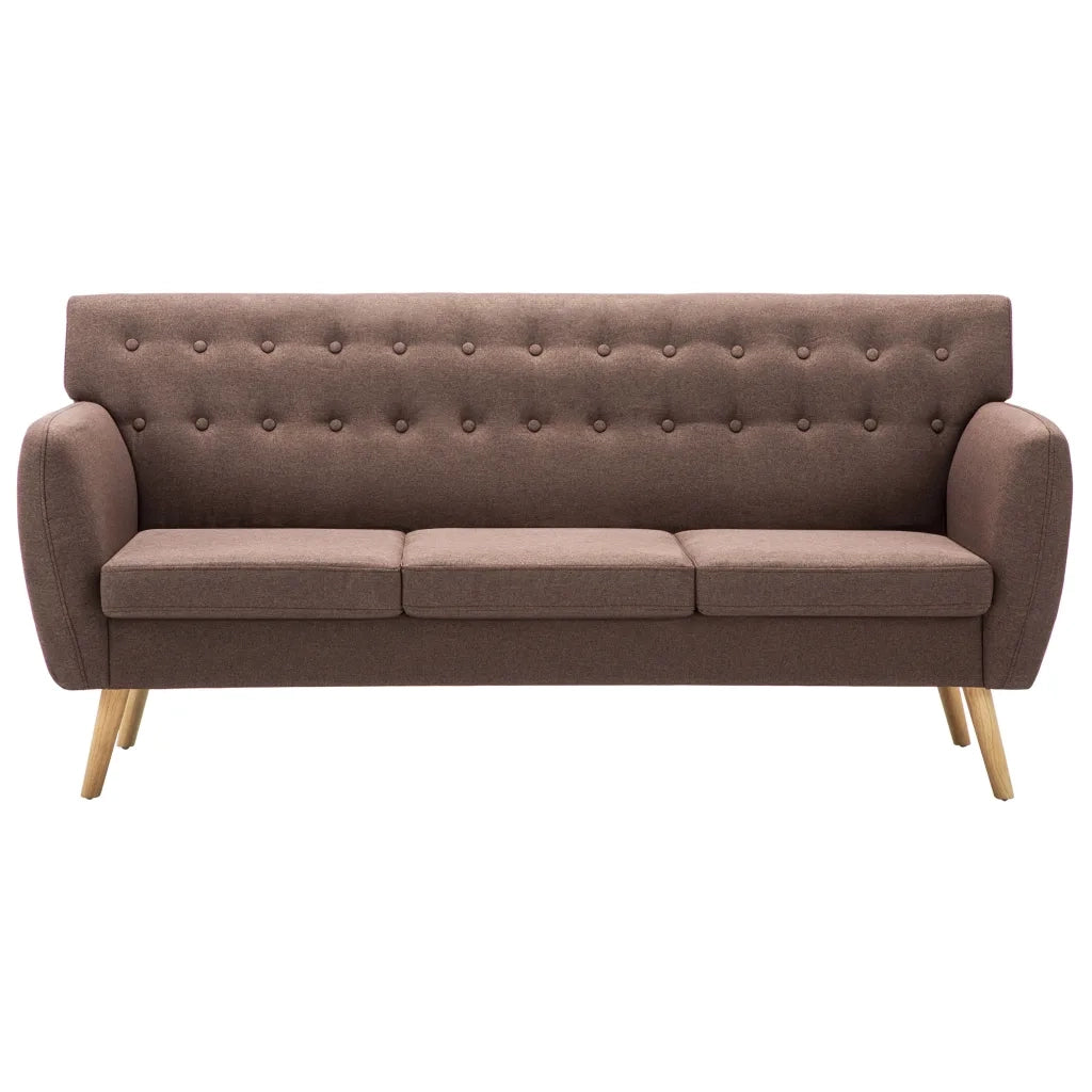 Divano a 3 Posti in Stoffa Imbottito 172x70x82cm Marrone cod mxl 23121