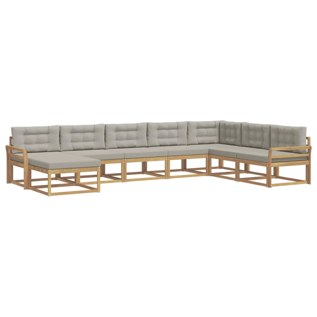 Set di divani da esterno 8 pcs Bianco e Grigio Chiaro