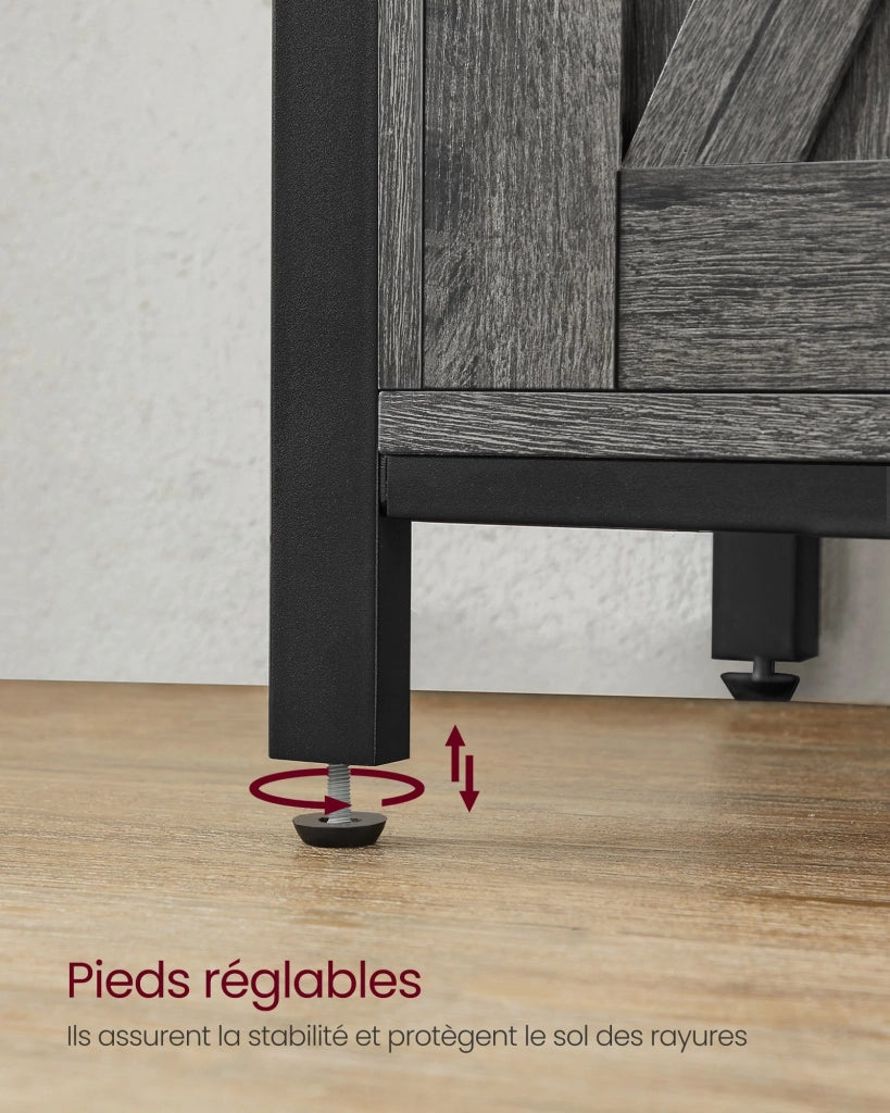 Credenza per sala da pranzo credenza da cucina mobile contenitore mobiletto ante scorrevoli stile fienile ripiano regolabile stile industriale 33 x 100 x 80 cm per soggiorno marrone rustico e nero 12_0004532