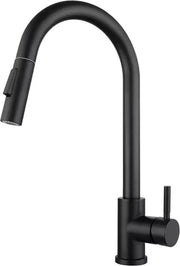 Mangiatutto da bagno - Mangiatutto da cucina - Maniglia da bagno - Maniglia da cucina - Finestra di rilascio - Bocchetta di spruzzo - Tappo estensibile - Design moderno - Piastra nera matte