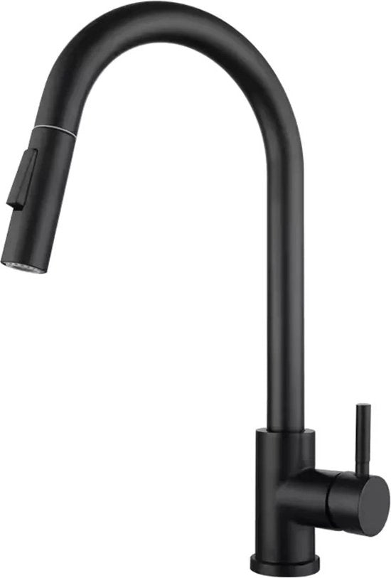 Mangiatutto da bagno - Mangiatutto da cucina - Maniglia da bagno - Maniglia da cucina - Finestra di rilascio - Bocchetta di spruzzo - Tappo estensibile - Design moderno - Piastra nera matte