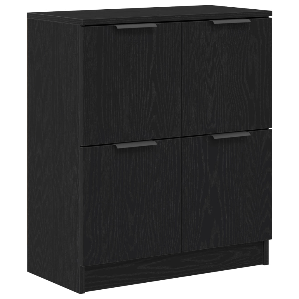 Credenze 2 pz Nero Rovere 60x30x70 cm Legno ingegnerizzato