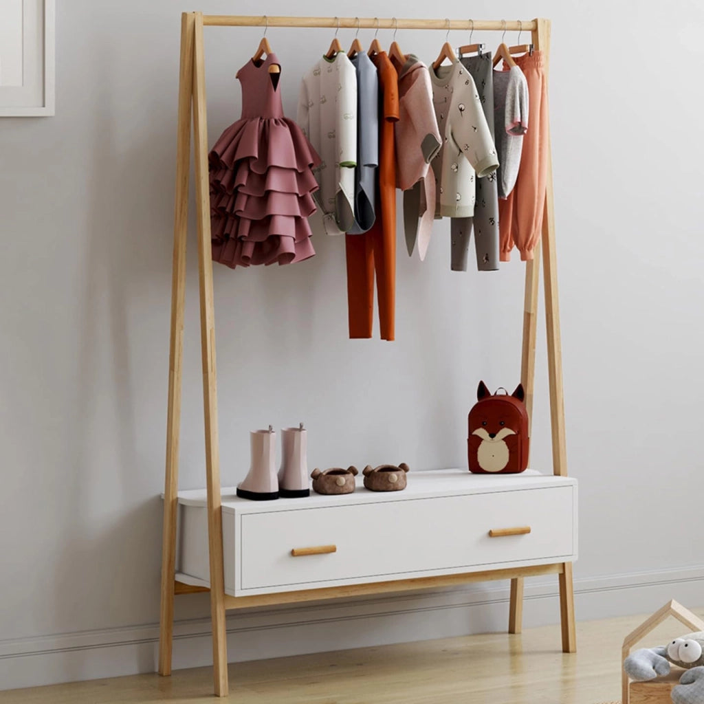 Portapacchi per bambini LEON 130 cm con 1 porta bianca e legno