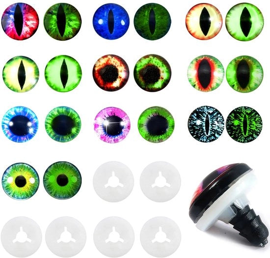 Oggetti di sicurezza in vetro 18 mm - Popcorn di vetro luminoso - Dracogen luminoso - 20 pezzi - Inclusi anelli di chiusura - Design speciale