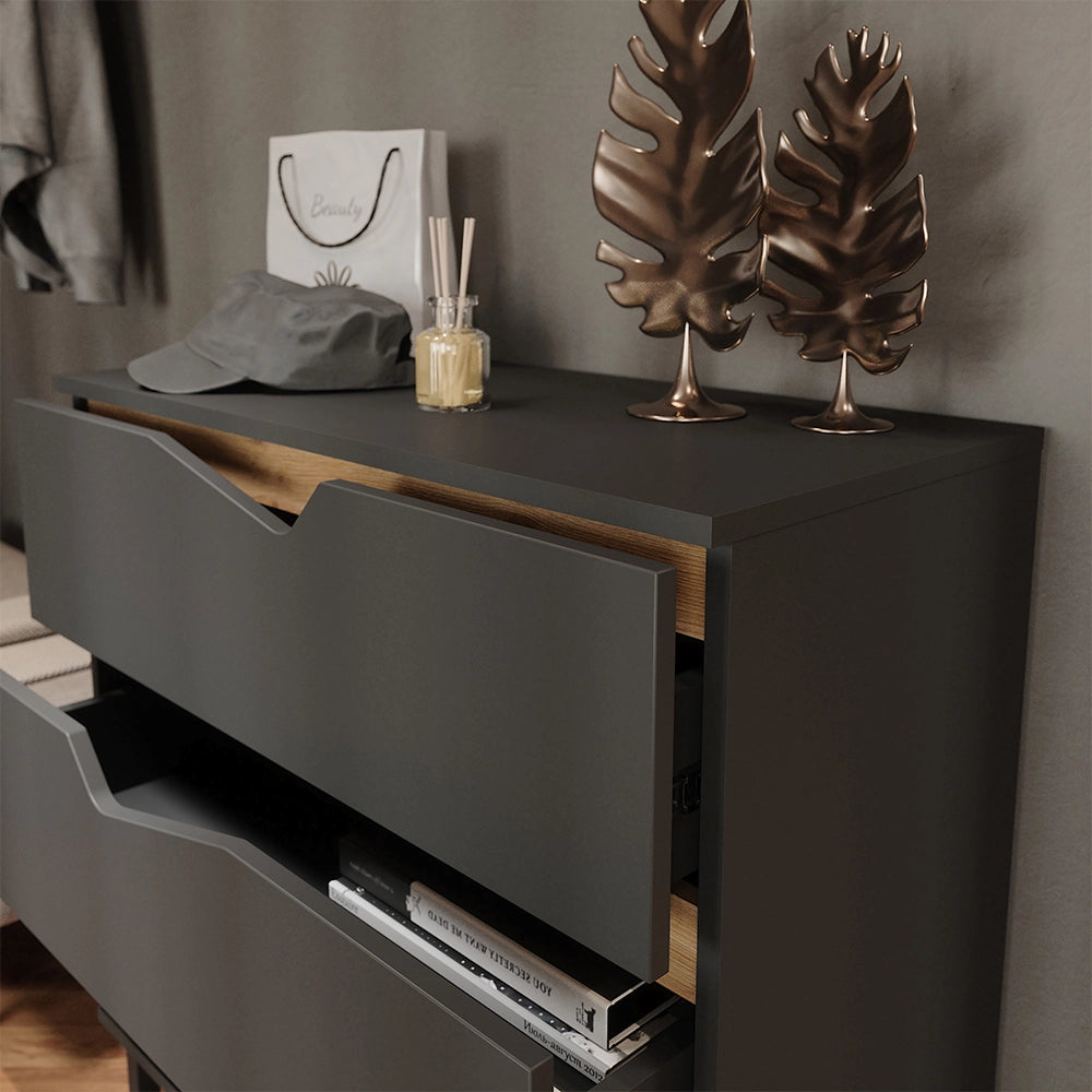 Vicco Cassettiera per camera da letto Antracite/Artisan 80 x 81.2 cm con 3 cassetti