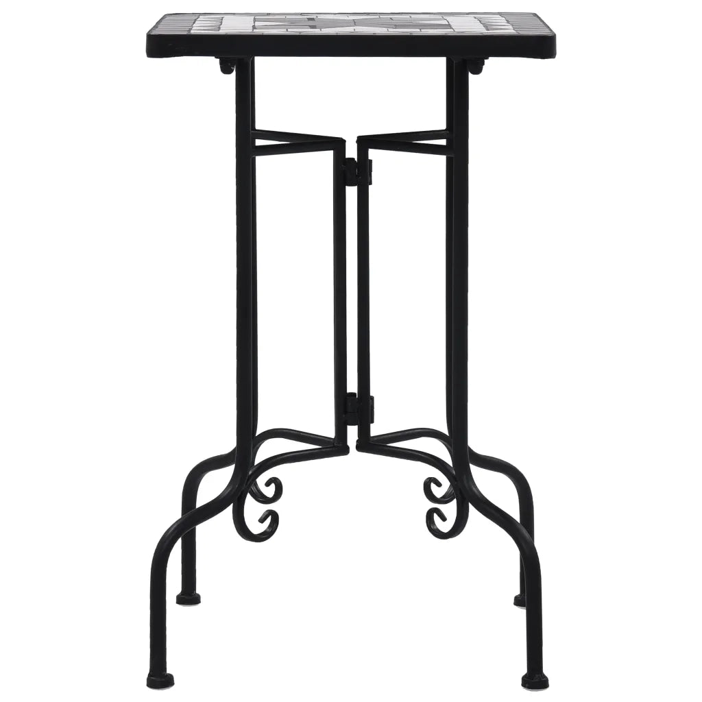 Tavolino di Servizio con Mosaico Nero e Bianco in Ceramica CFW2832349