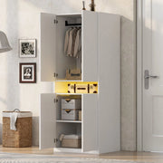 Armadio singolo con appendiabiti e ripiani ¨C Minimal ¨C Bianco, legno, 70x55x180 cm
