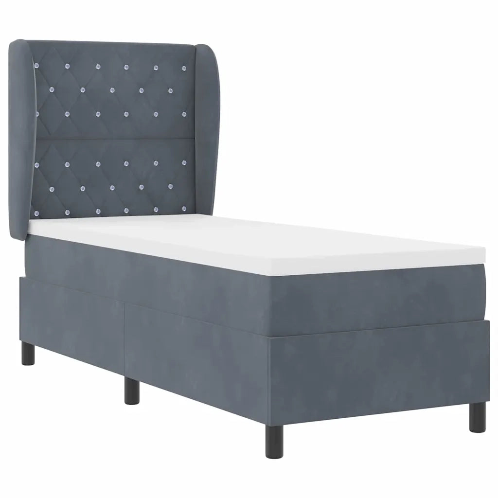Letto a molle con materasso Grigio scuro 200 x 80 cm Velluto 3340845
