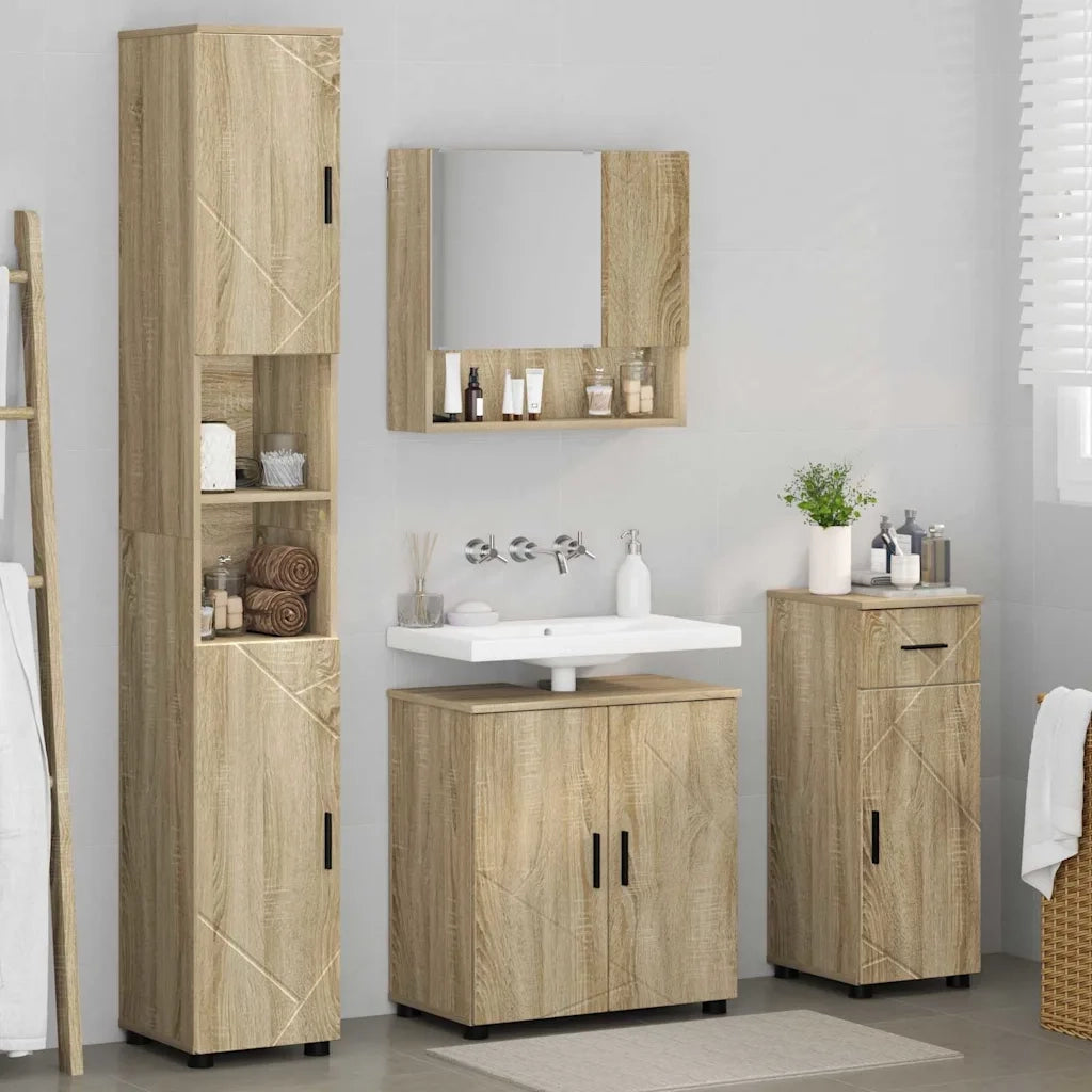 Set di mobili per il bagno con cassetto 4 pcs Rovere Sonoma 3392975