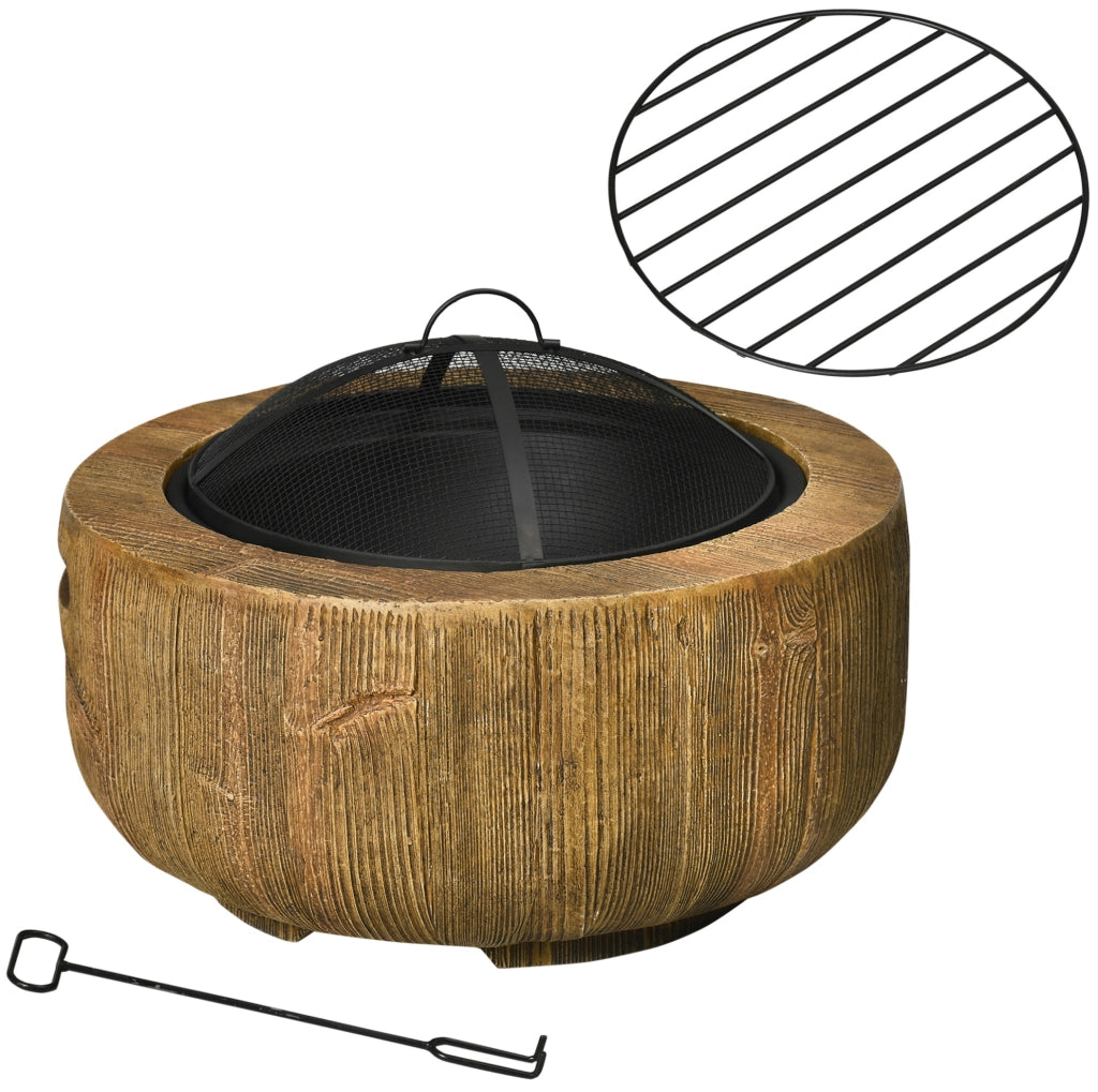 Braciere da esterno ULEVR ?61,5 cm effetto tronco, con coperchio parascintille e attizzatoio, marrone
