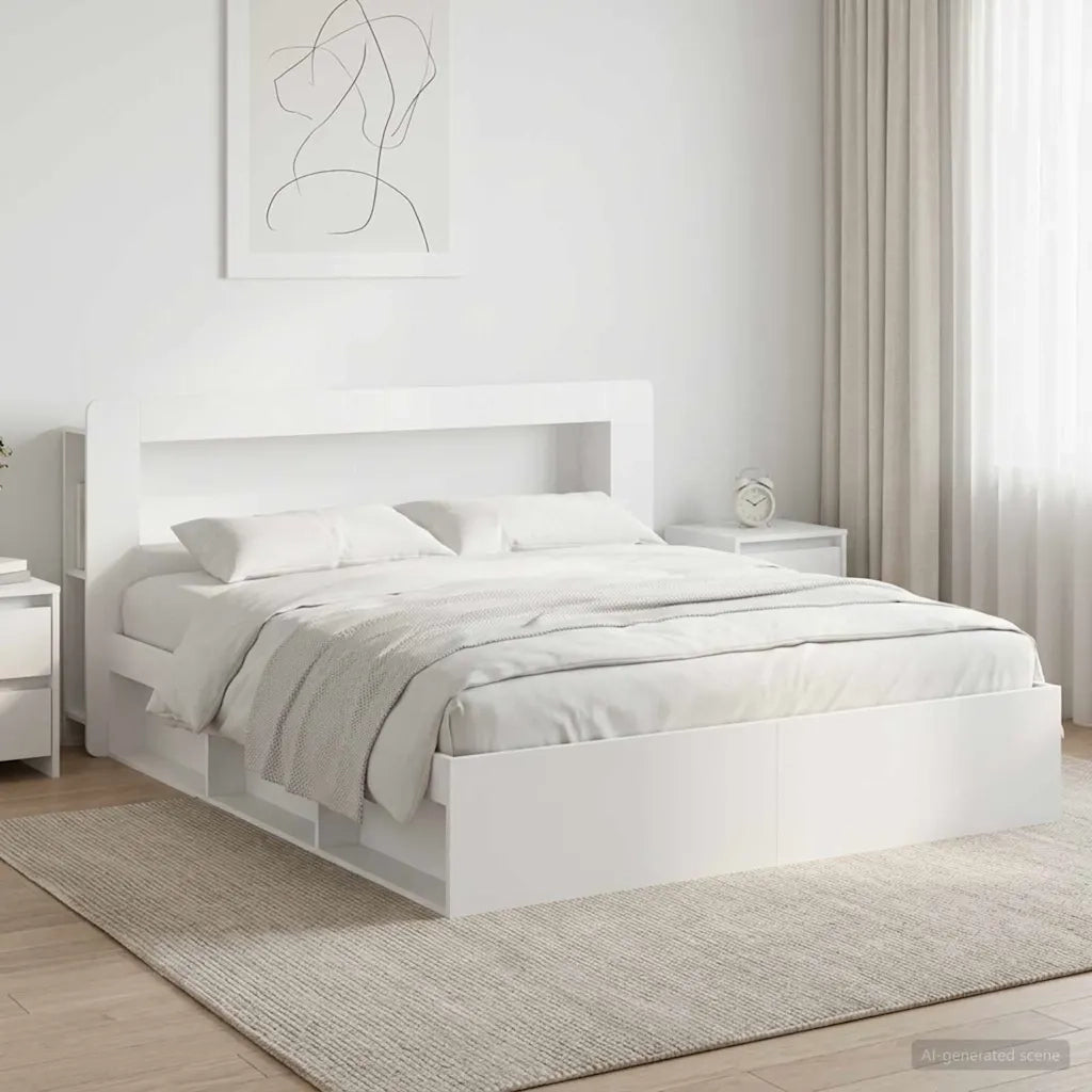 Telaio del letto con storage con testiera Bianco 180 x 200 cm 3433517