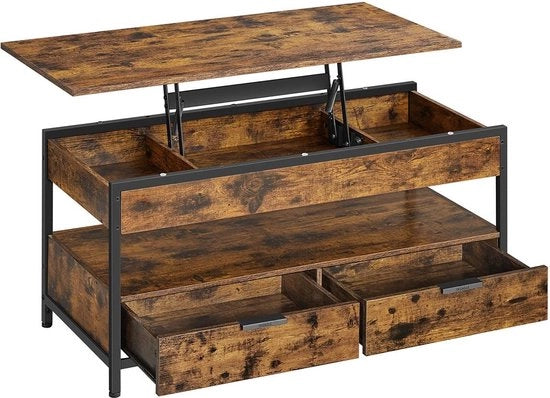 Tavolo Salotto in Acciaio - Spessore 1,5mm - Dimensioni 50cm x 100cm - Altezza Regolabile 48-63cm