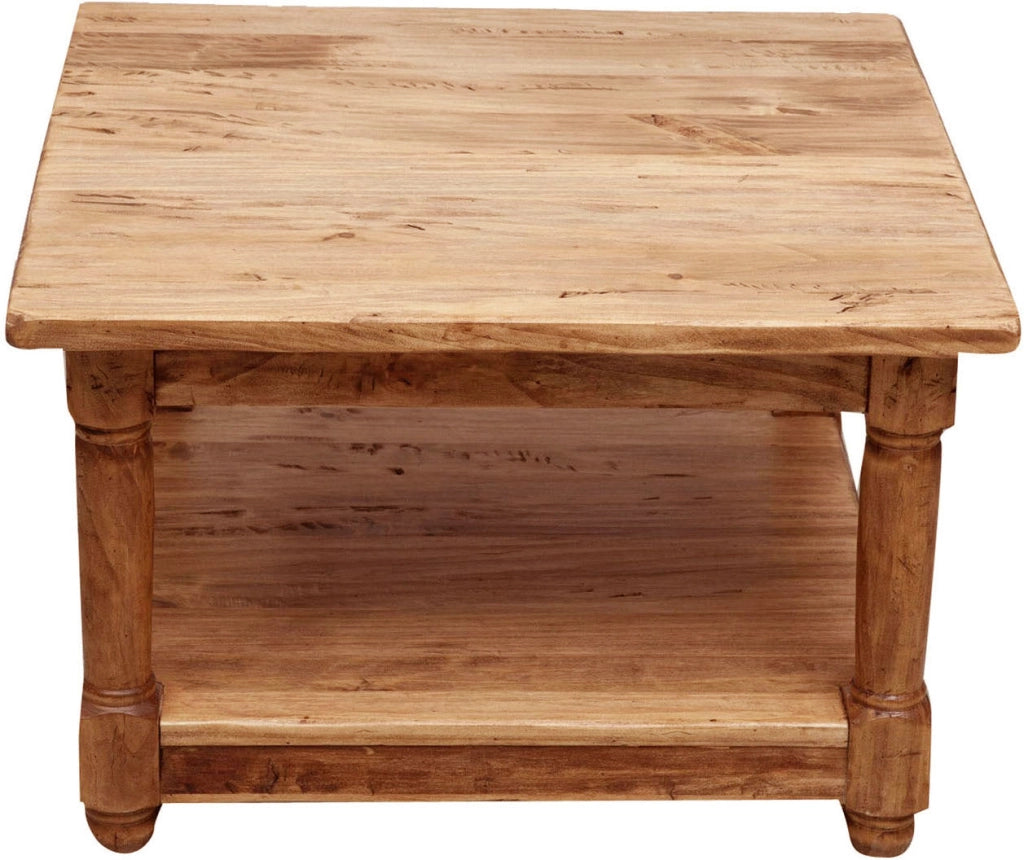 Biscottini Tavolino da fumo Country in legno massello di tiglio finitura naturale L70xPR70xH45 cm. Made in Italy