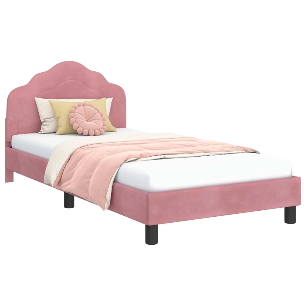 Struttura letto bambini con testata-Giroletto per bambini Rosa 90 x 200 cm Velluto 152948