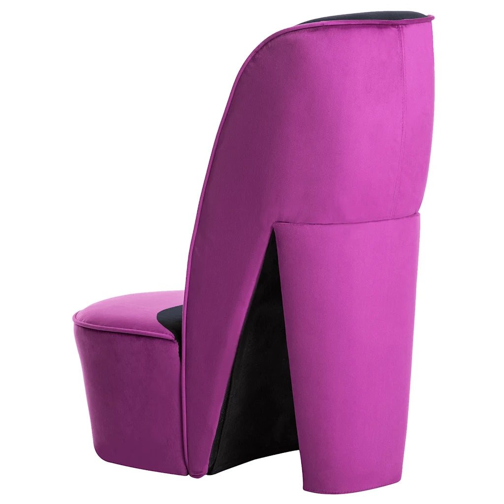 Poltrona a Forma di Scarpa con Tacco Alto in Velluto Viola 248645