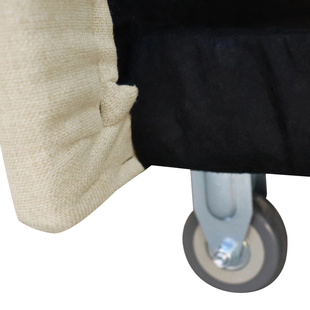 Divano letto 3 in 1 a 2 posti con schienale regolabile, USB, tasche laterali e 2 cuscini, beige
