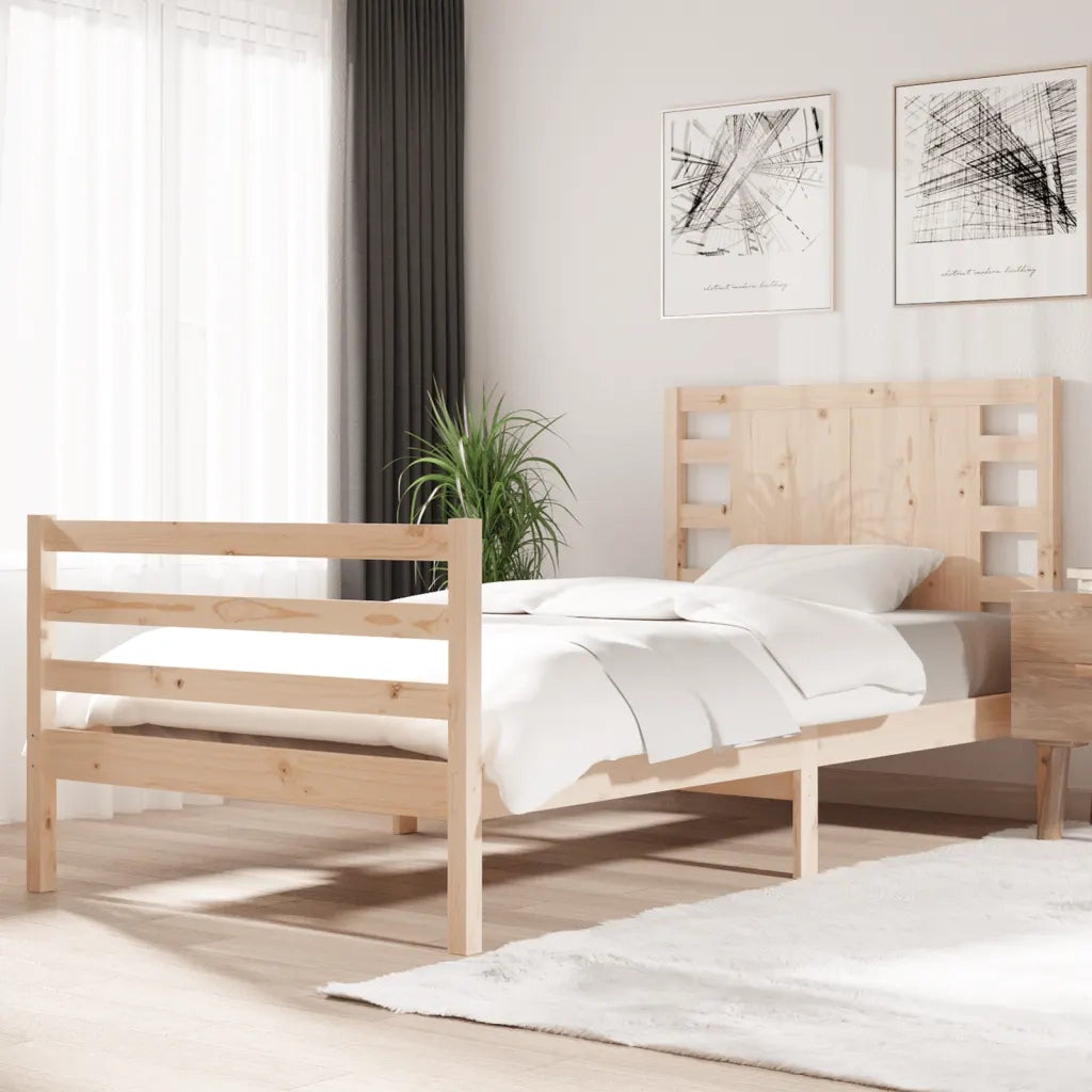 Letto senza Materasso-Struttura Letto 90x190 cm in Legno Massello di Pino 149688