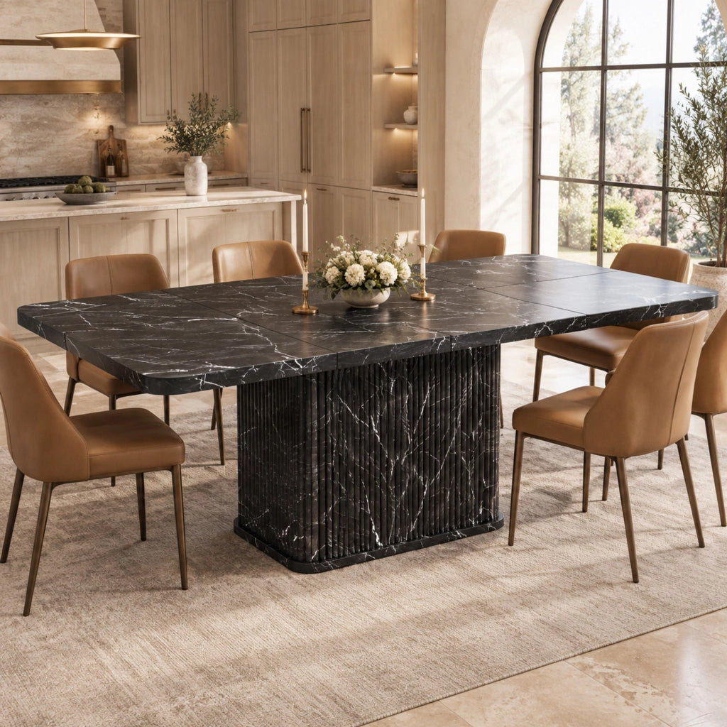 TAVOLO da pranzo estensibile 140-180 cm effetto marmo nero