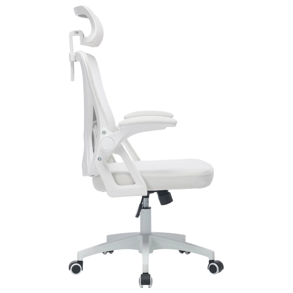 Sedia da ufficio ergonomica con schienale in rete traspirante, braccioli regolabili e altezza seduta regolabile, colore bianco