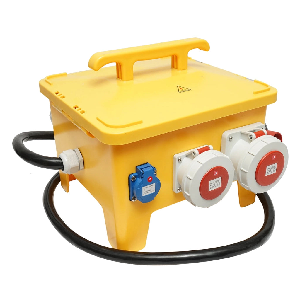 Pannello di gruppo prese portatili per organizzazione cantiere 2x415V/16A, 4x230V/16A, 1x415V/32A, 1x415V/63A, 370x340x330mm IP44/IP67 SUNTREE
