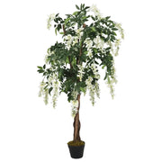 Glicine Artificiale 1260 Foglie 180 cm Verde e Bianco CFW4444196