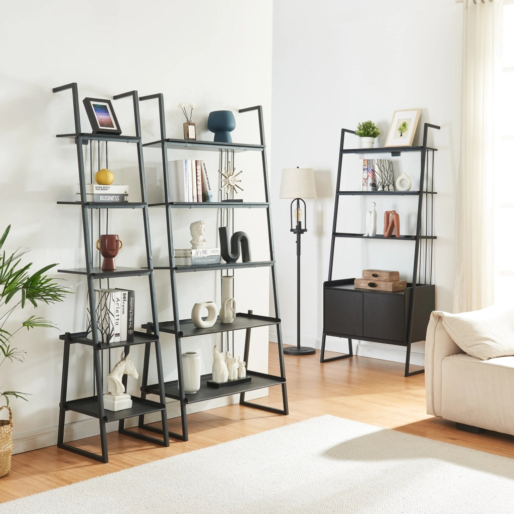 Set Storfjord Composto di 3 Scaffali a Scala - Nero [en.casa]