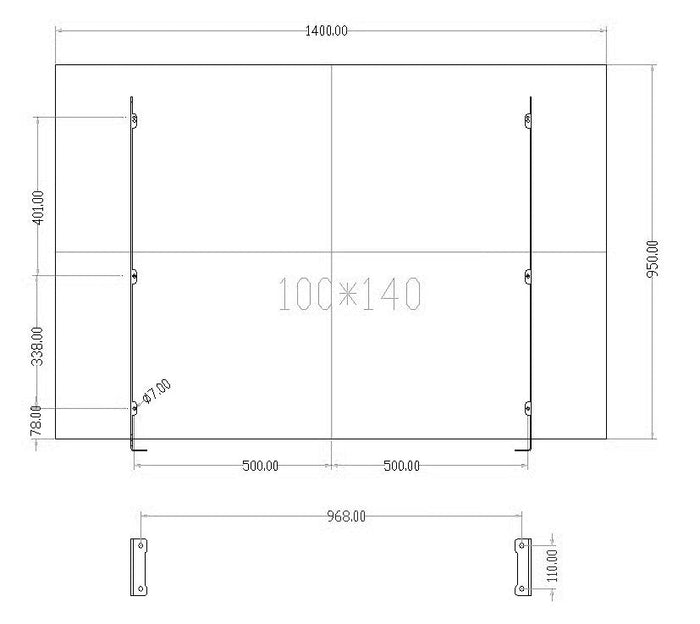 Pensilina Tettoia in Policarbonato Trasparente 140x100 cm Ranieri Grigio