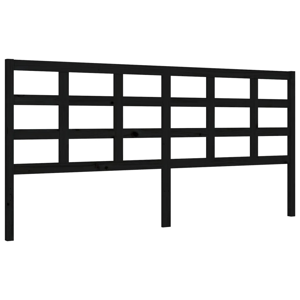 Giroletto con Testiera-Struttura Letto con testiera Nero 200x200 cm in Legno Massello 555993