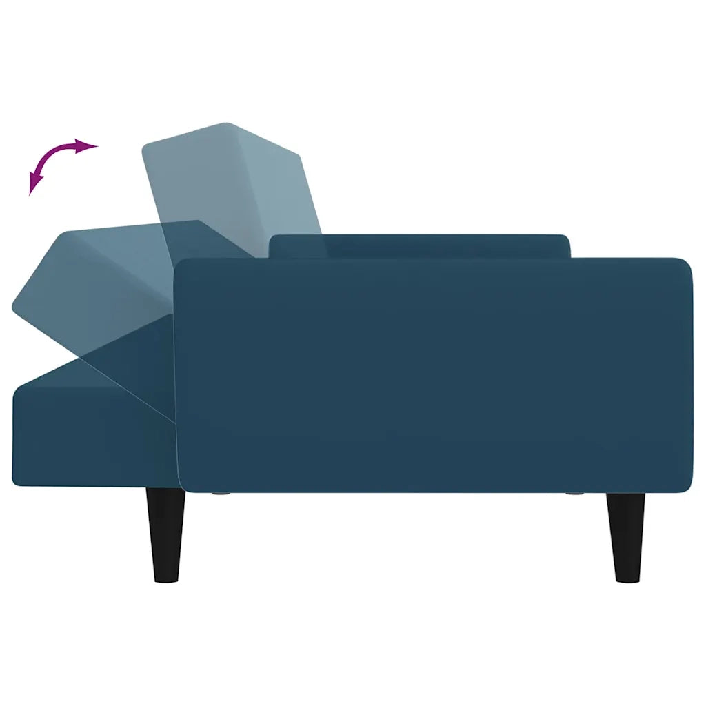 Divano Letto a 2 Posti Blu in Velluto 375857