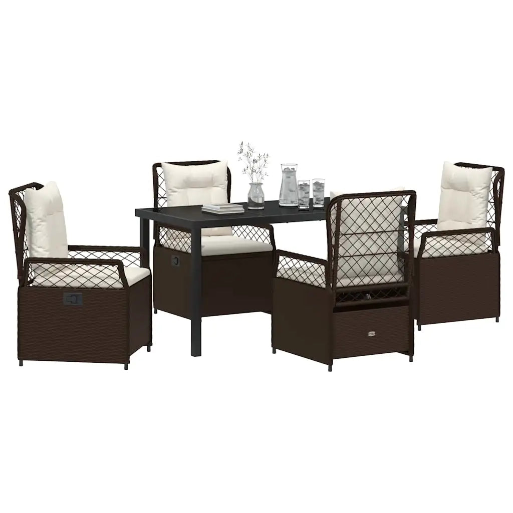 Set da Pranzo per Giardino 5 pcs Marrone polyrattan 3380990