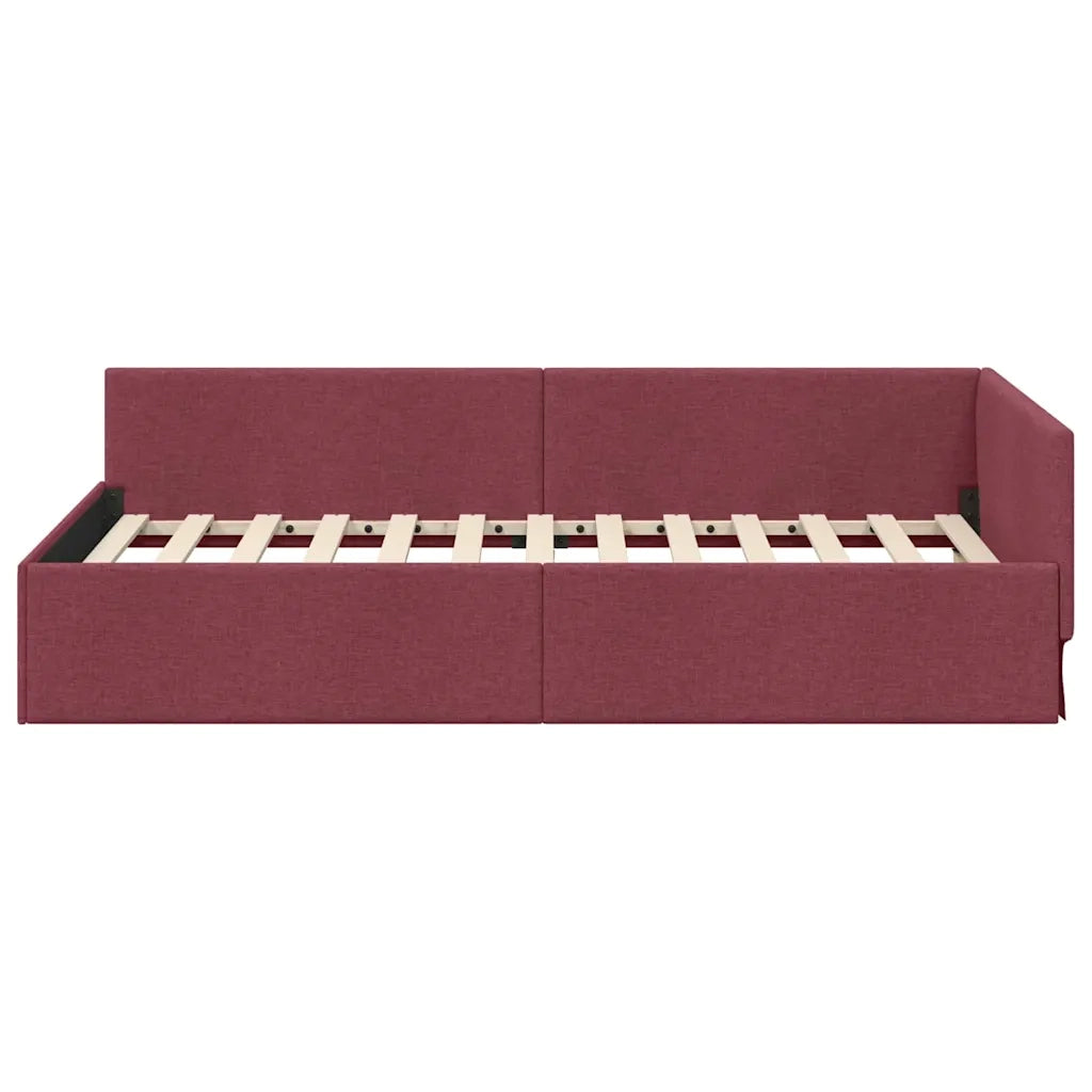 vidaXL Cornice del letto ad angolo Rosso vino 100 x 200 cm
