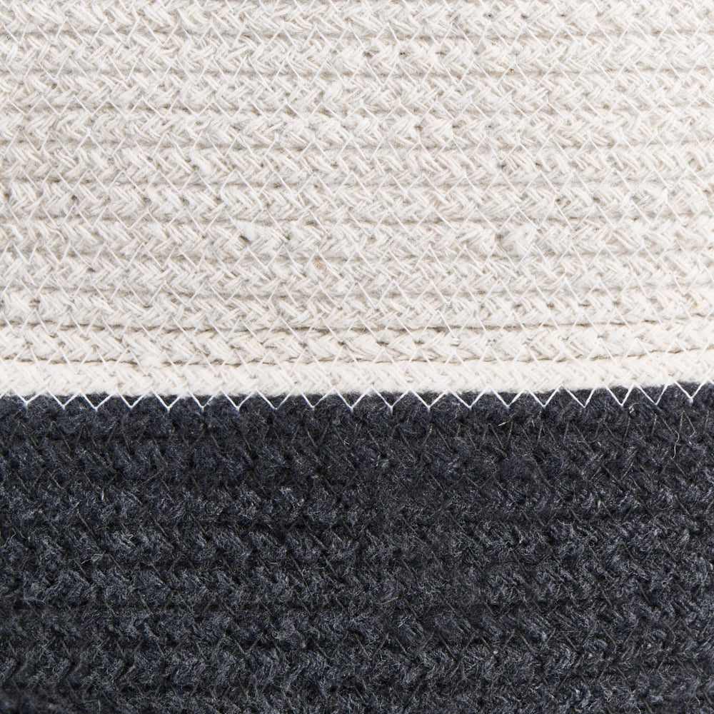 Set di 2 cesti in cotone grigio e bianco con coperchio, accessori in stile boho per la lavanderia
