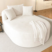 Poltrona relax ovale in velluto a coste con seduta profonda e cuscino morbido beige chiaro 170 × 112,5 × 83 cm