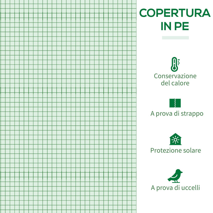 Serra da Giardino 200x77x148-169 cm 2 Finestre e Copertura Rinforzata in Acciaio e PE Verde