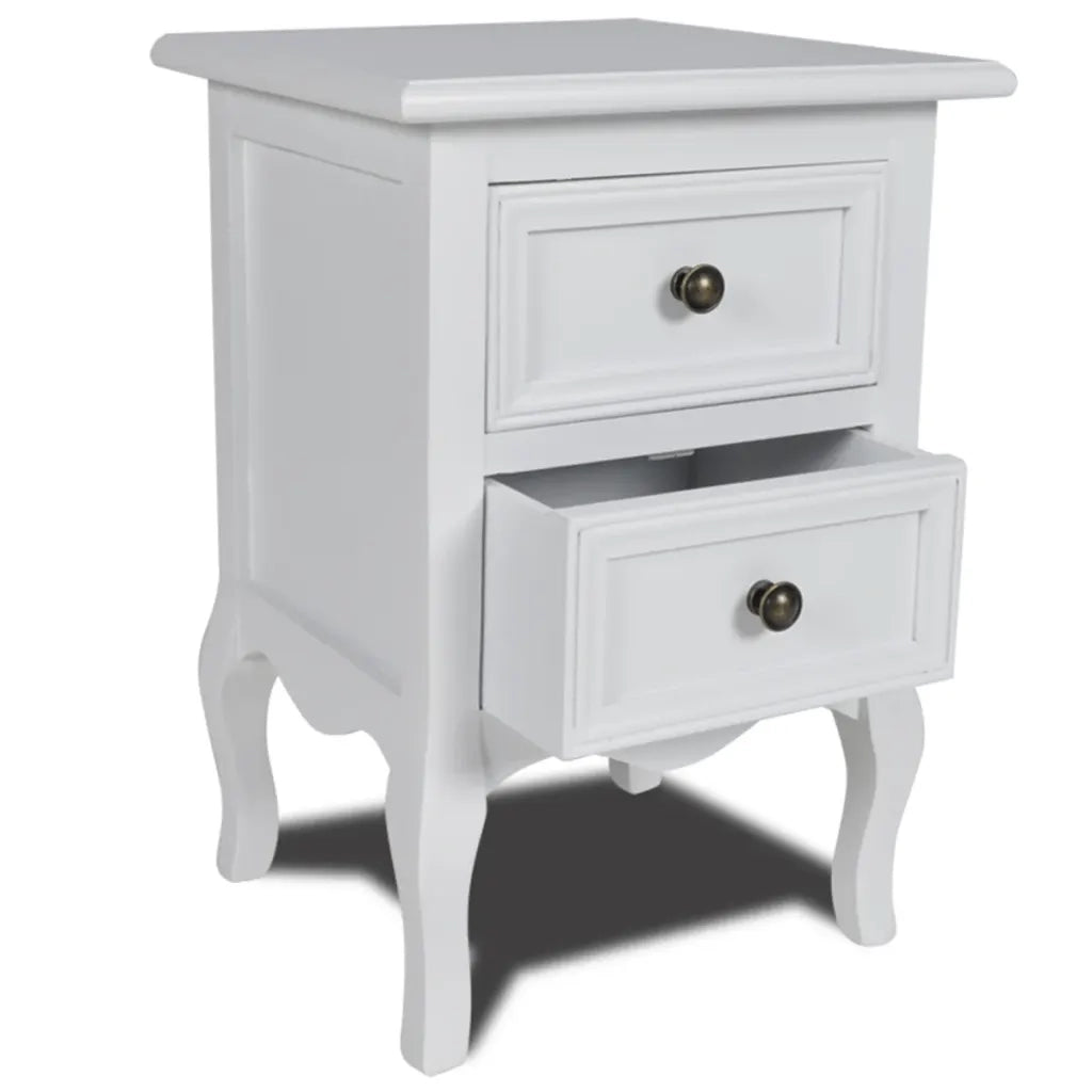 Comodino con 2 Cassetti in MDF Bianco  cod mxl 50936