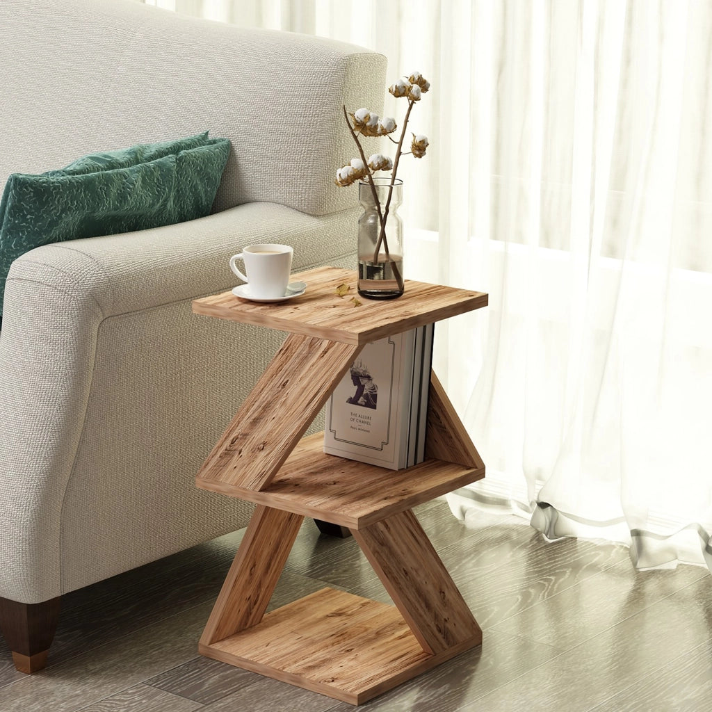 Serino, Tavolino da Salotto 2 Vani, 30x30x54h cm Marrone Rovere Nodi