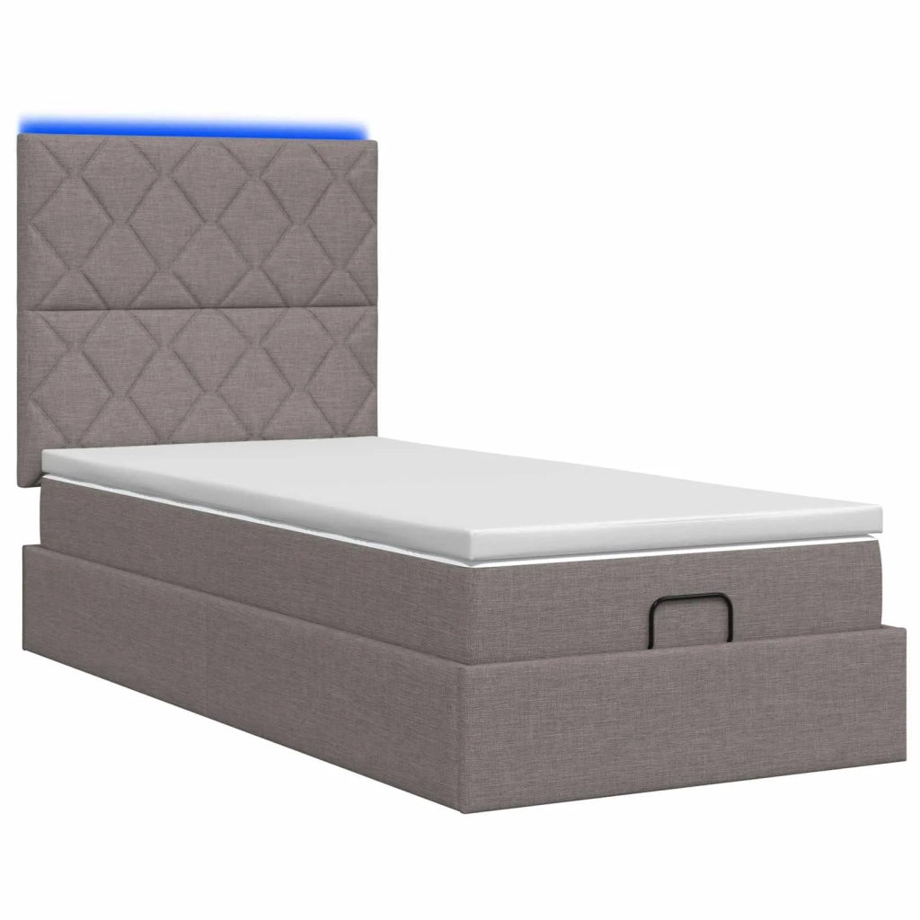 Letto Ottomano con Materasso e LED Tortora 80 x 200 cm Tessuto 3458114