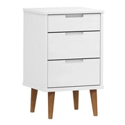 Comodino | Armadio da Notte | Mobiletto da notte MOLDE Bianco 40x35x65 cm in Legno Massello di Pino