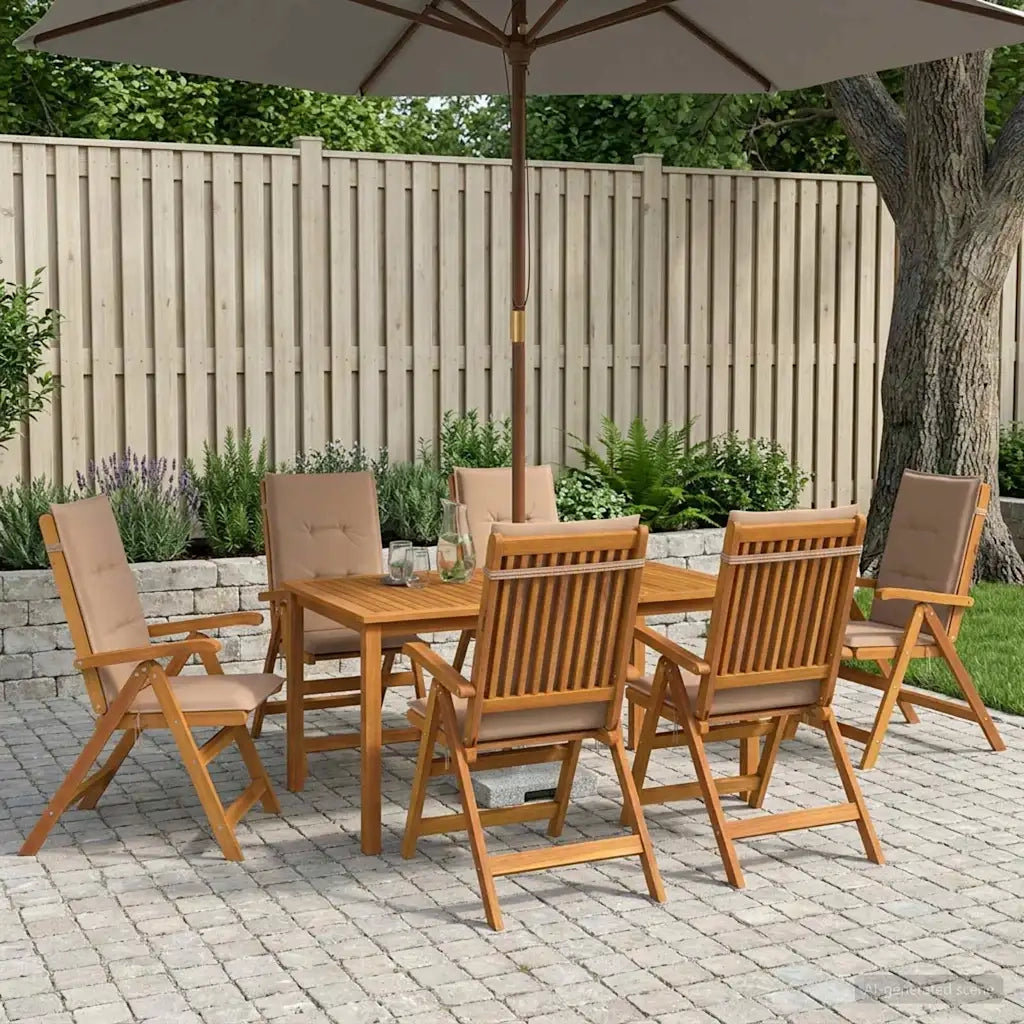 Set da pranzo da giardino 7 pezzi Naturale 3434575