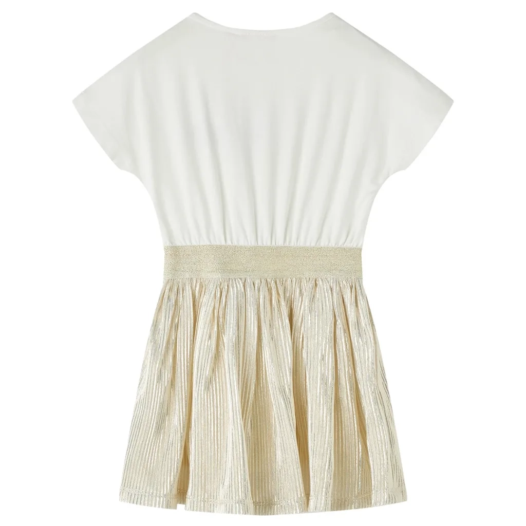 Abito da Bambina a Maniche Corte Ecru 104 CFW4868292