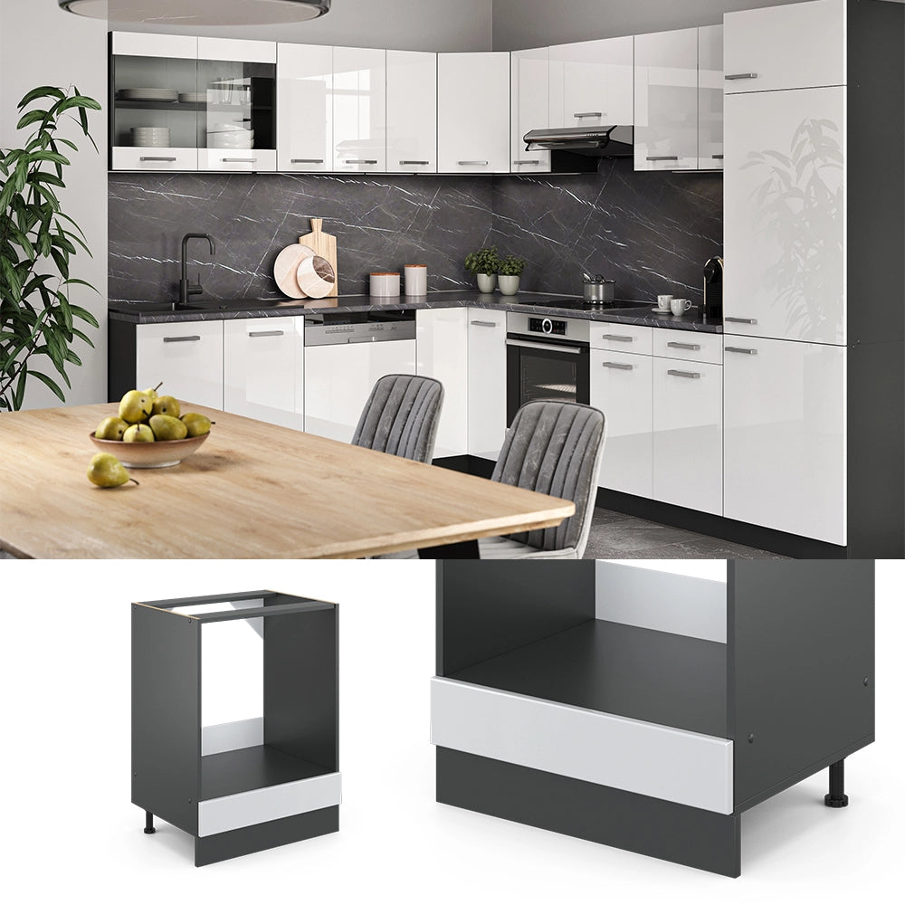 Vicco Mobile per forno da incasso Bianco casa di campagna 60 cm , PL Marmo