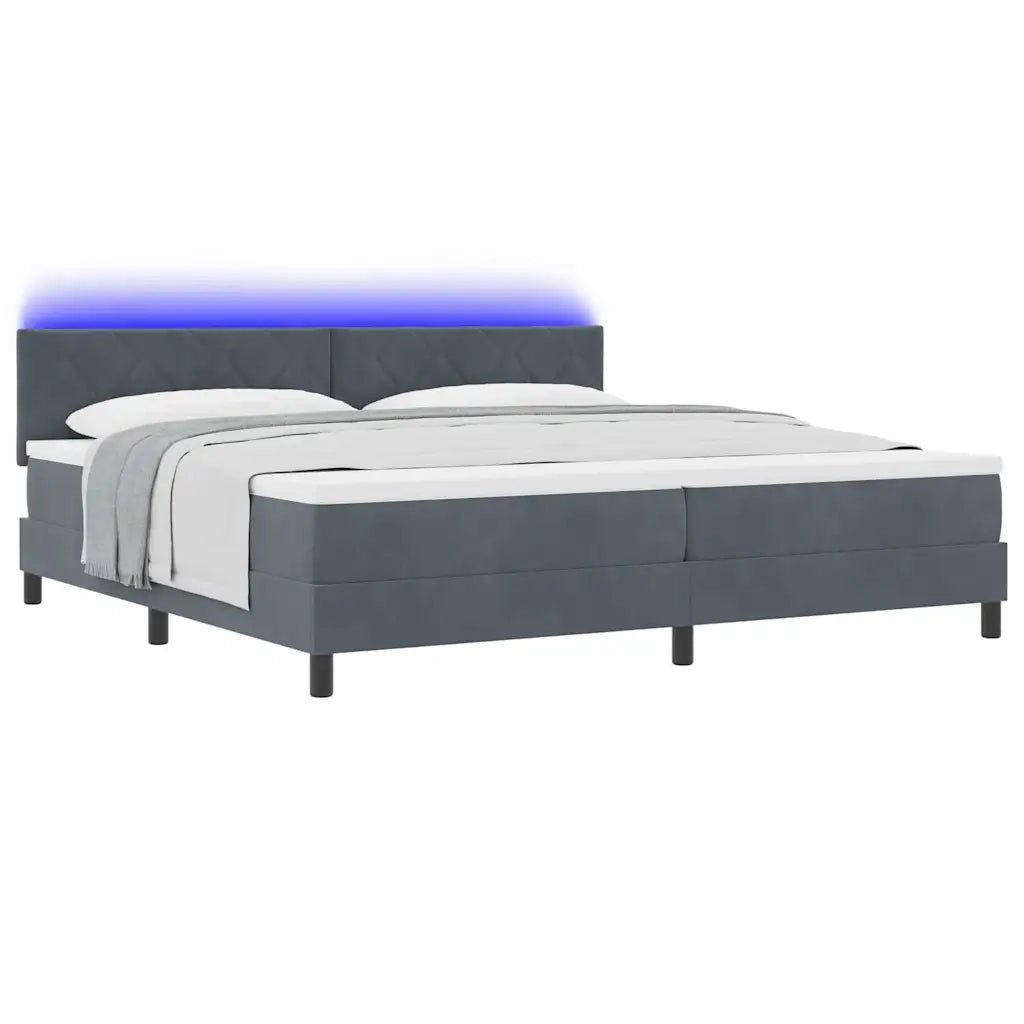 Letto a Sorgente LED con led Grigio scuro 200 x 200 cm Velluto 3342741